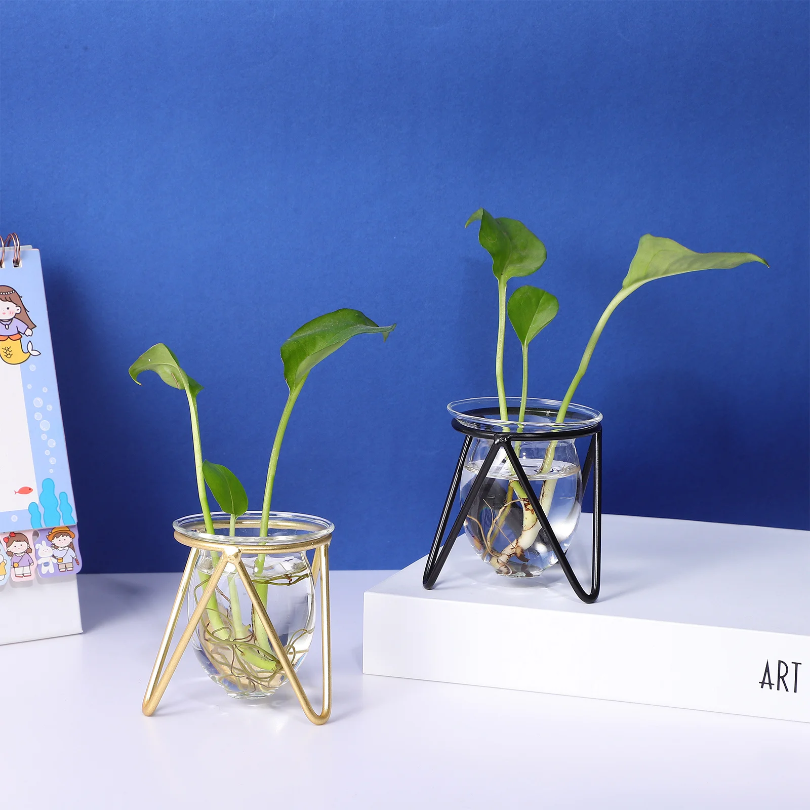 

2 Pcs Desktop Stand Glass Flower Vase Flowerpot Planter for Home Propagation Garden