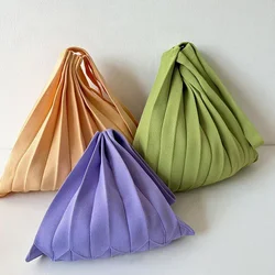 Large Capacity Women's Knitted Bag Pleated Bag Korean Designer Crochet Eco Bag Shopper Shoulder Bag Foldable Bag Ladies Tote Bag