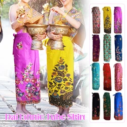 Women Summer Traditional Dai Long Skirt Ethnic Thai Clothes Sarong Vietnamese Dress Travel Thai Dai Festival Stage Costume