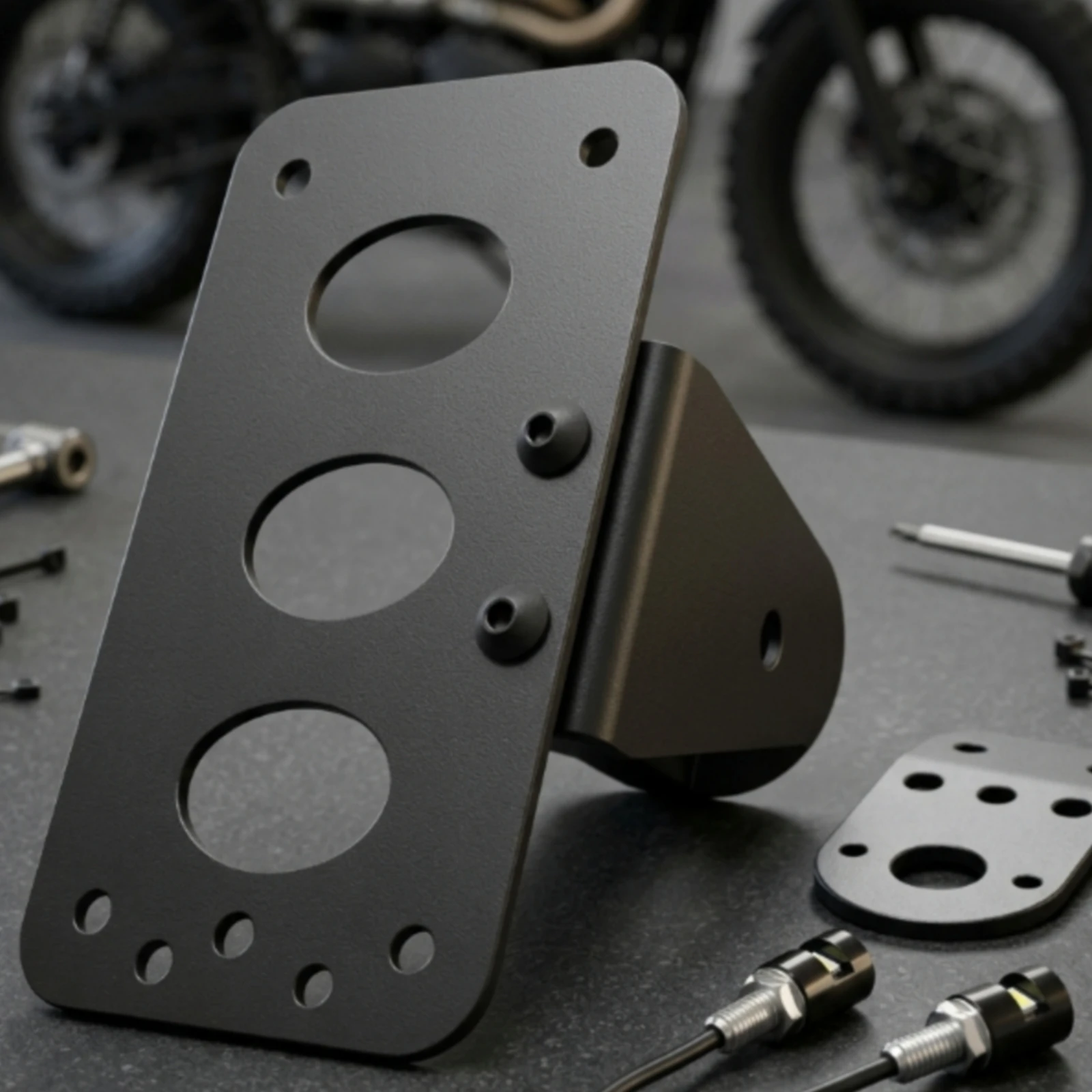 Side-Mount License Plate Bracket with LED Lights Vertical Curved License Plate Holder with Mounting Hardware Horizontal Bolt-On