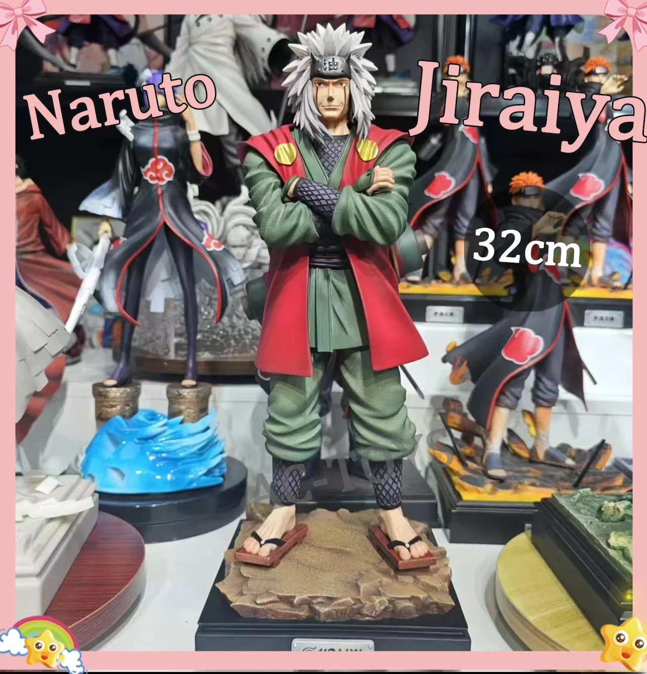 Figura de PVC de Naruto Uchiha Jiraiya, Maestro de Naruto, con Brazos Cruzados en Postura de Batalla, Articulada, 32 cm, Figura Coleccionable, Regalo para Fanáticos del Anime