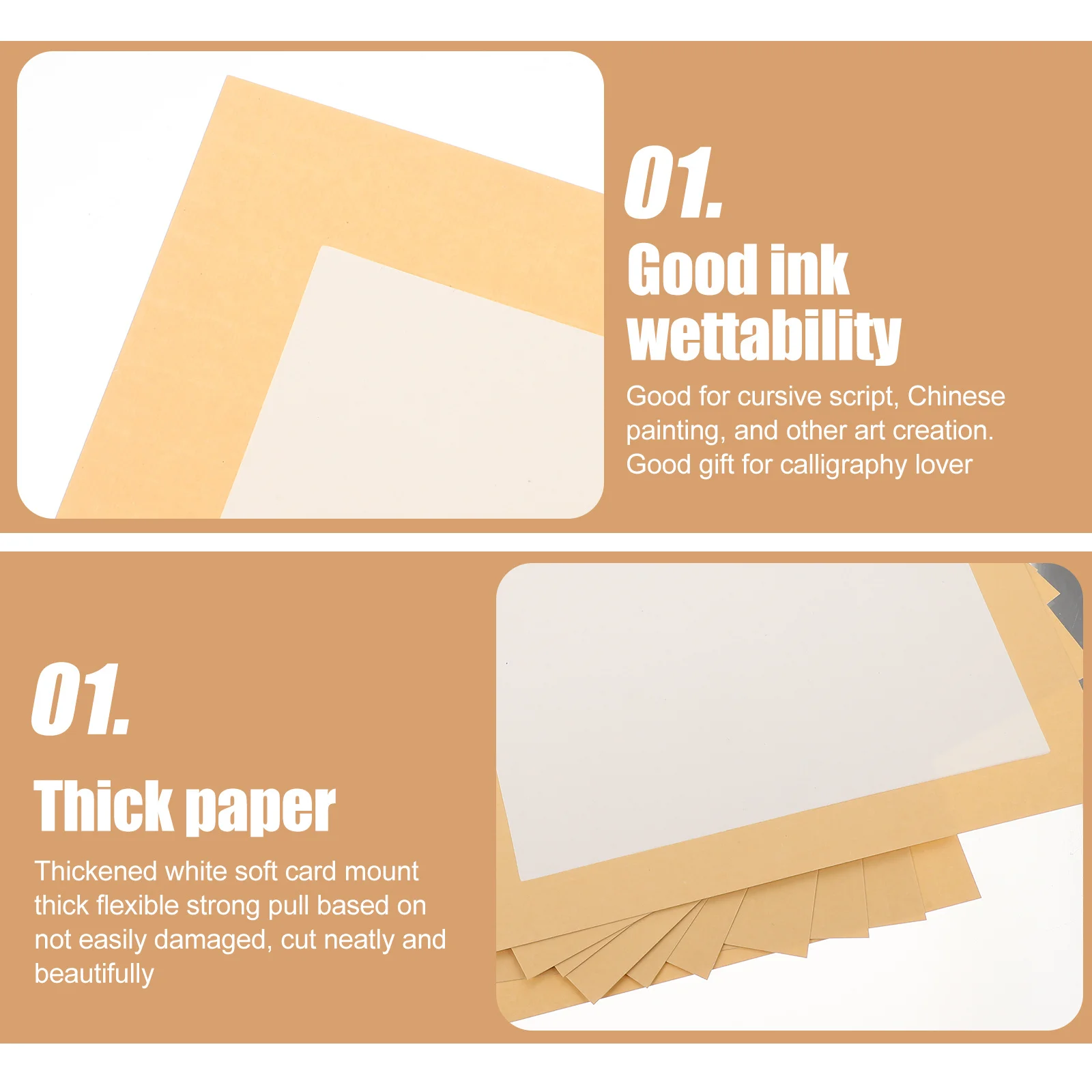 

10 Sheets Xuan Paper Calligraphy Practicing Thicken Blank Mirror Jam Professional Writing Chinese Ink Painting Art Creation