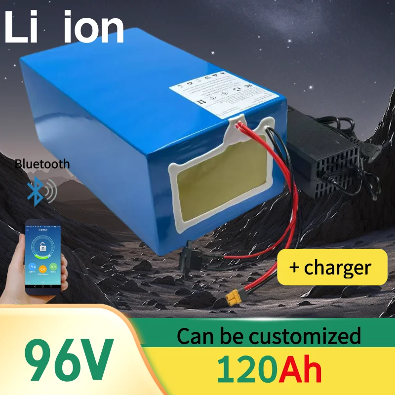 96v 120ah Lithium Ion Battery Li Ion Bluetooth BMS APP For 5000W Motor Robot Scooter Bike Motorcycle AGV Bike + 10A Charger