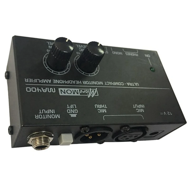 MA400 Headphone Preamplifier Microphone Preamplifier Audio 6.35Mm & 3.5Mm Headphone Outputs Mixer US Plug