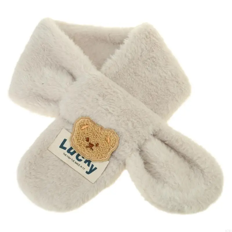 97BE Boy Girls Bear Neckerchief Trendy Baby Neck Scarf Comfortable Kids Long Muffler Autumn Winter Toddlers Essential Gift