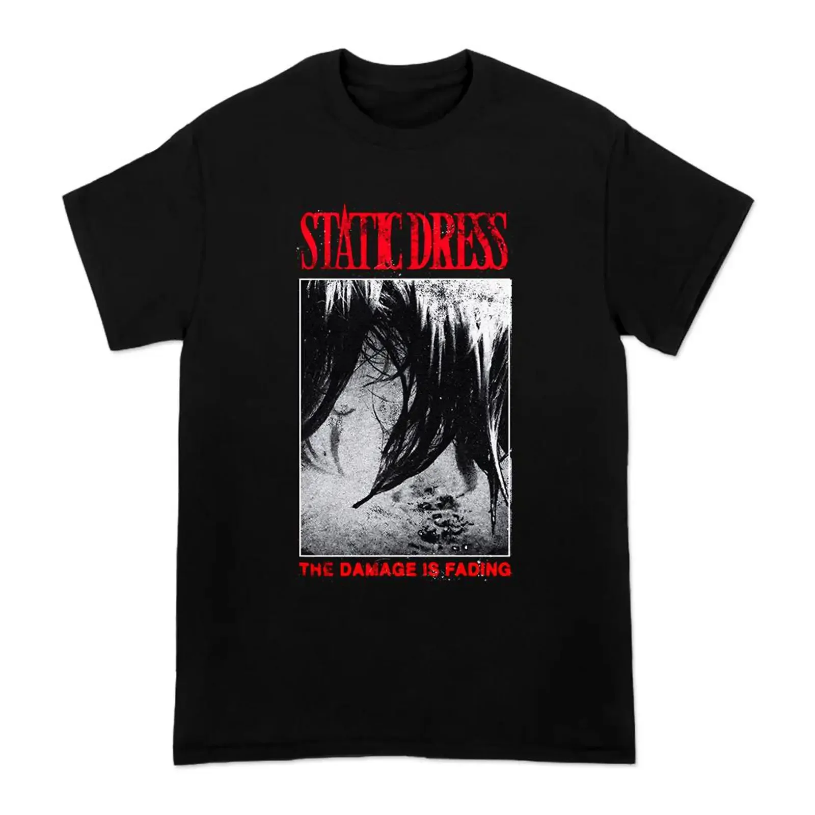 Static Dress The Damage Is Fading T Shirt Post hardcore Band Casual  vintage Washed homme fashion Comfortable