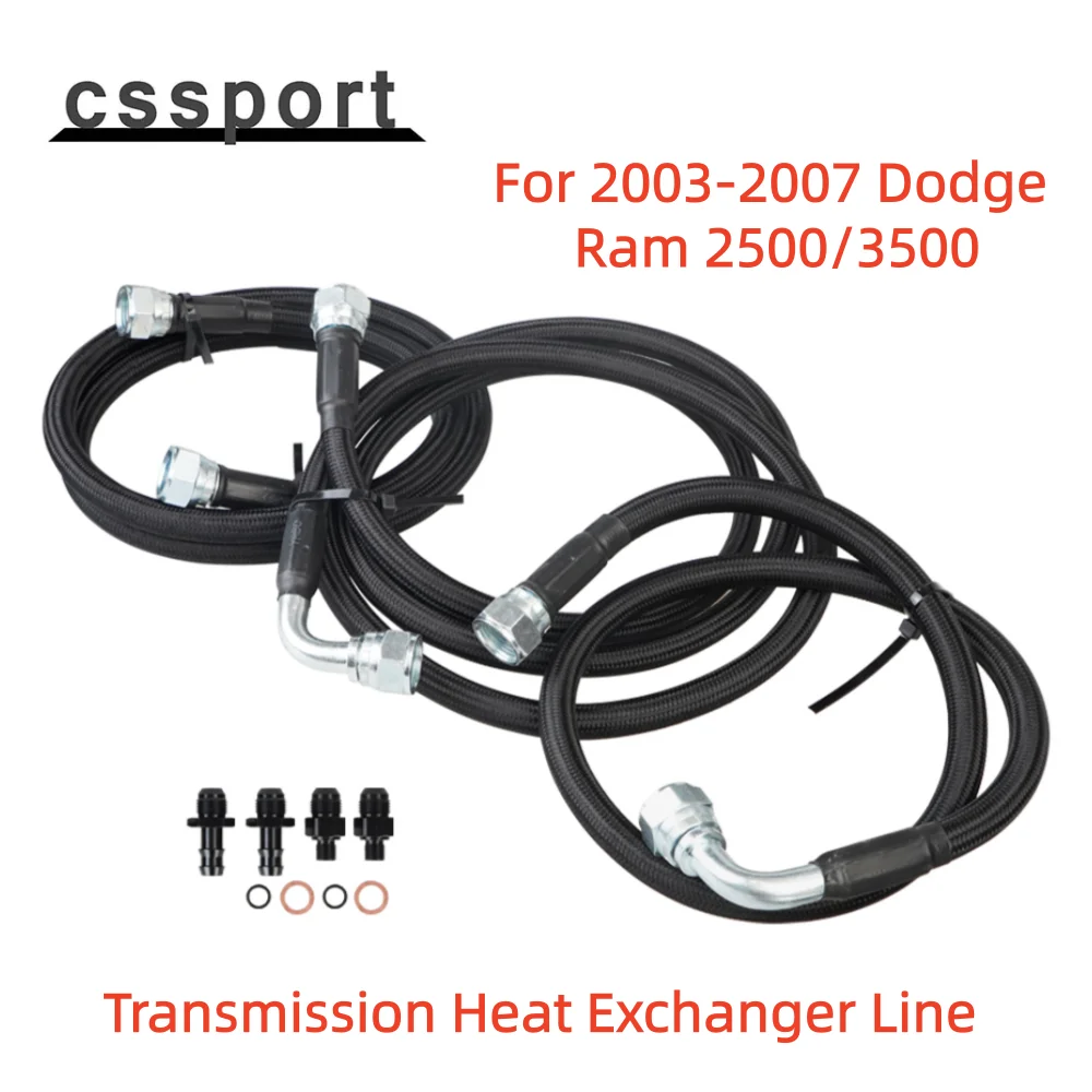 48RE Stainless Steel & Nylon & PTFE Transmission Cooler Lines Kit For 2003-2007 Dodge Ram 2500 3500 Cummins 5.9L