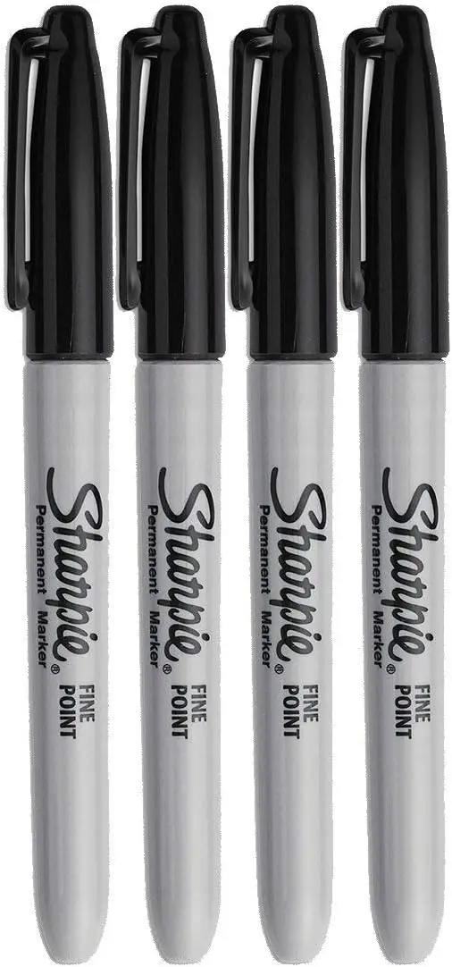 

Fine Point Permanent Markers, Black Ink, 4-Pack for Writing and Art
