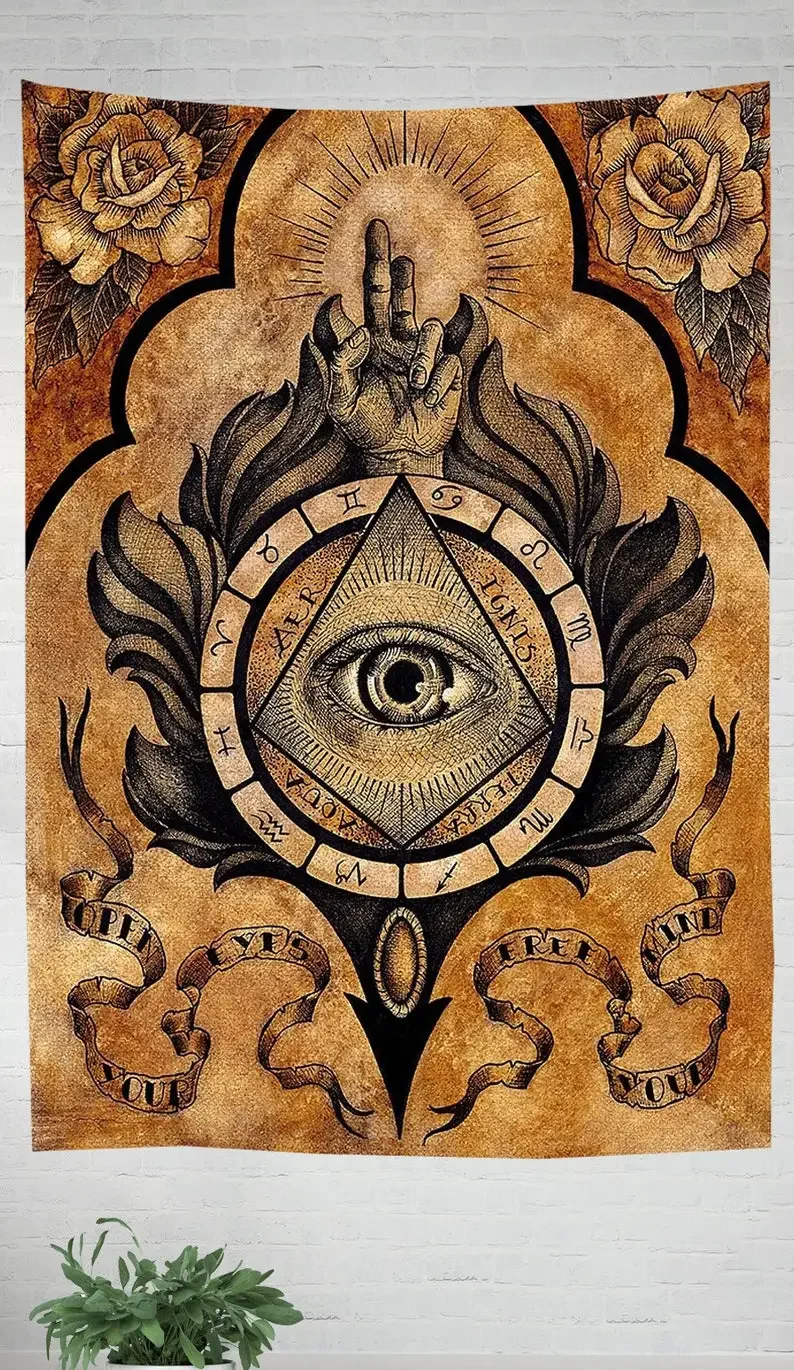 Ancient Eye Of God Four Wall Hanging Vintage Occult By Ho Me Lili Tapestry For Livingroom Home Decor