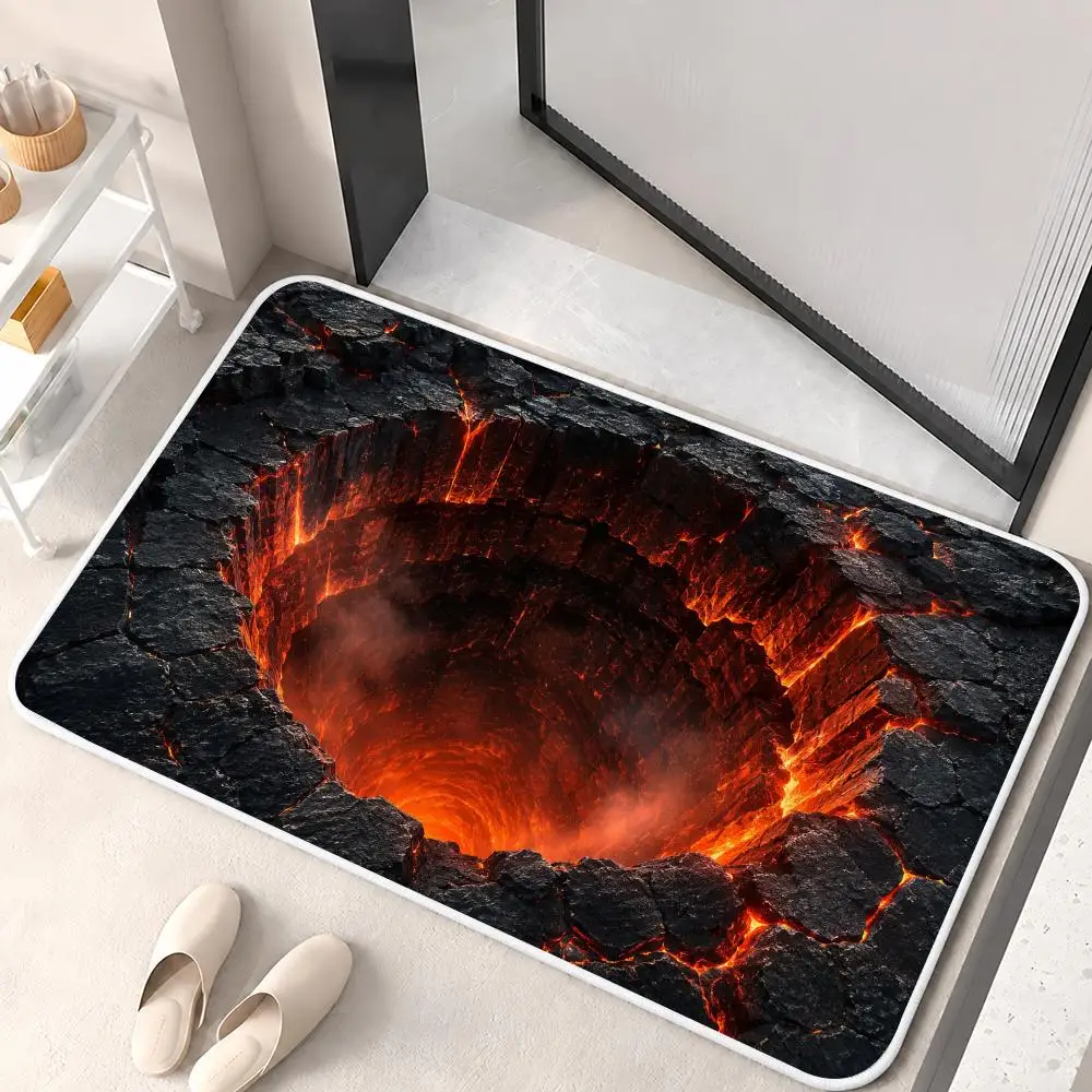 2D Funny Visual Black Hole Floor Mat Flannel Rug Soft Non Slip Washable Door Mat For Bathroom Bedroom Kitchen Home Decor