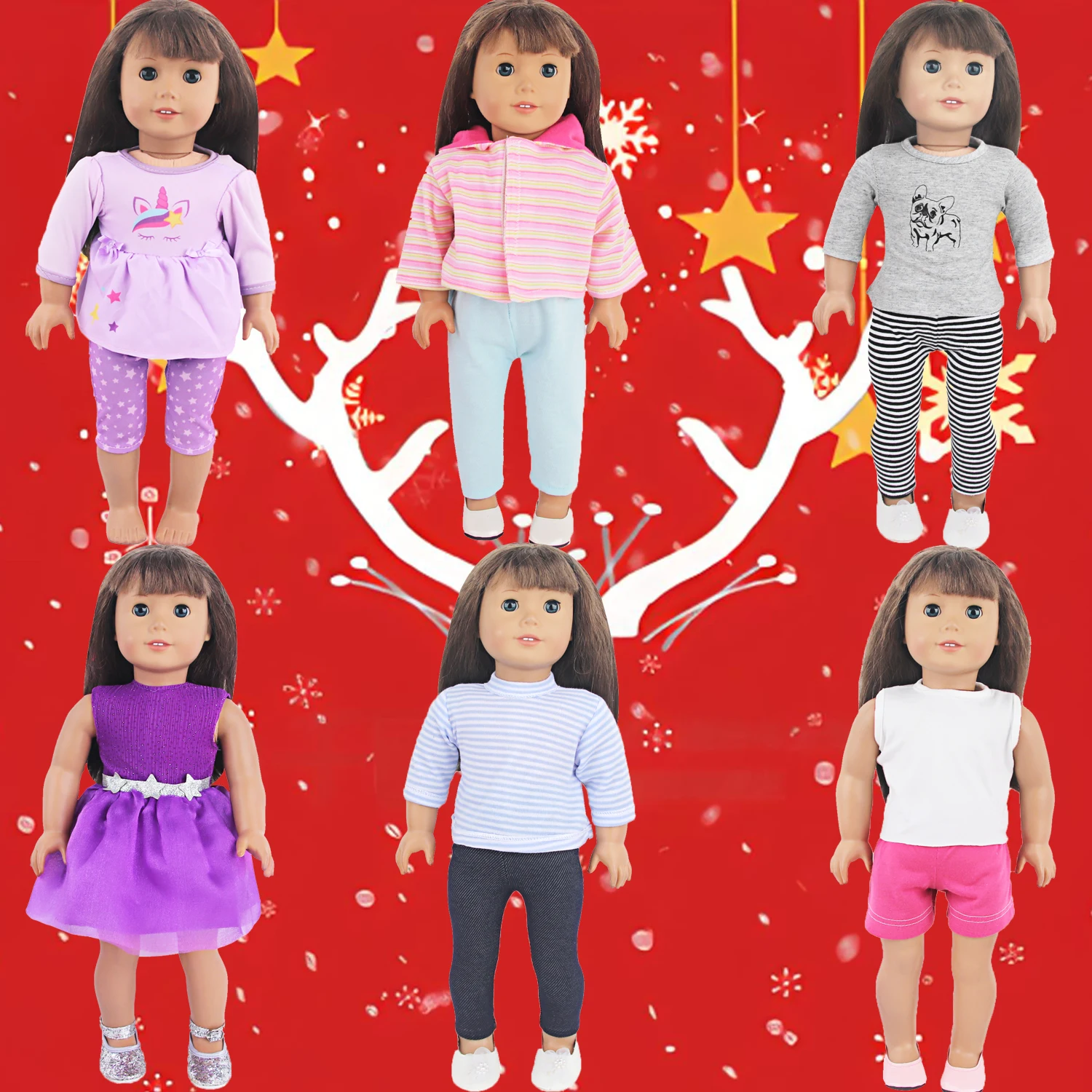 18-inch American Doll Clothes Set Dress Cute Puppy Unicorn Pajamas Suit For 43cm Baby Newborn & OG Girl Doll Accessories Toy