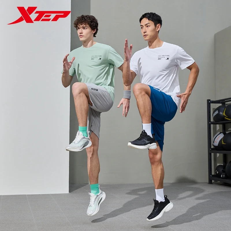 Xtep Short Sleeve Knitted Shirt For Men 2024 Summer Breathable Men\'s T-shirt Training Sweat-Absorbing Outdoor Tops 876229010030