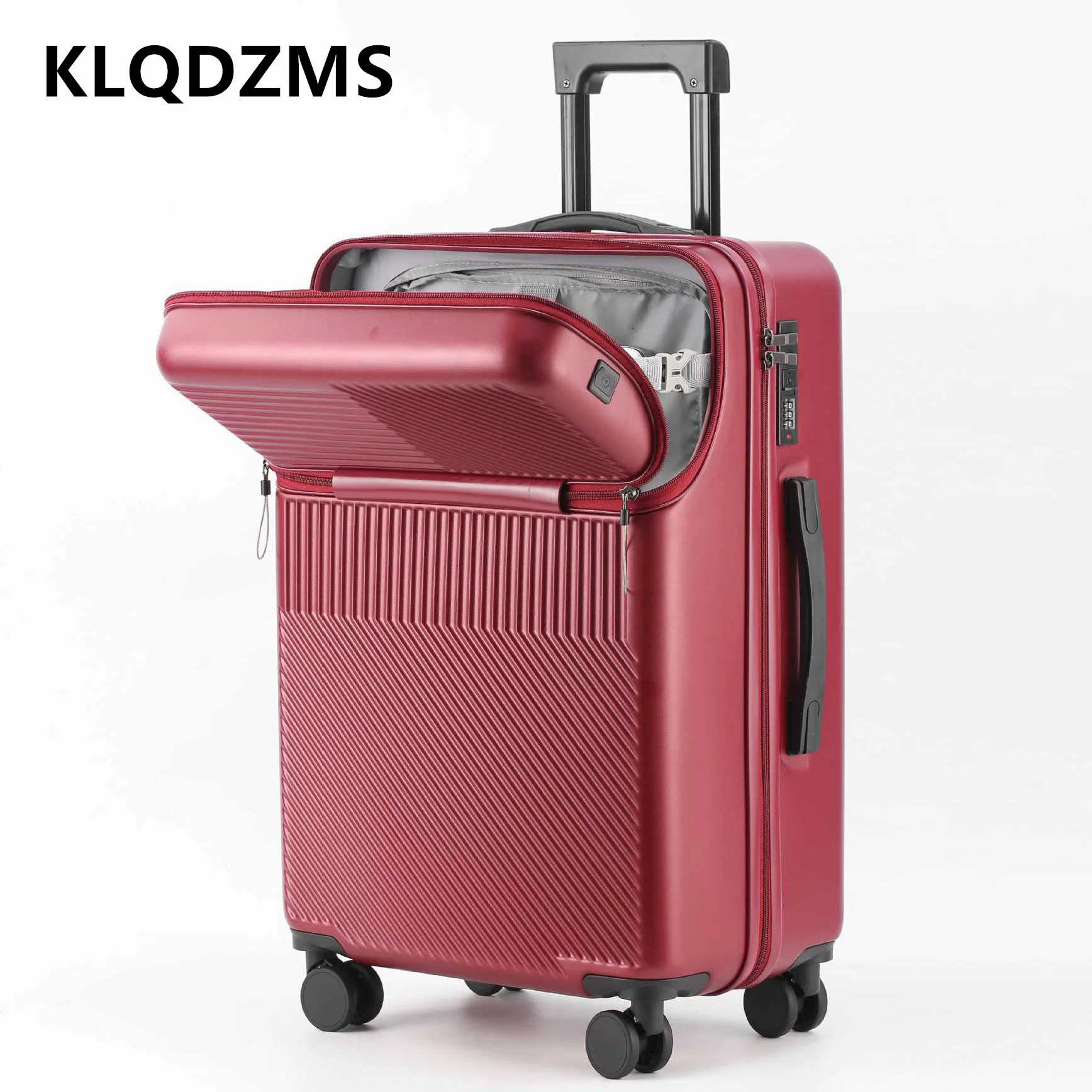KLQDZMS Multifunctional Suitcase Front Opening Boarding Box USB Charging Trolley Case 20