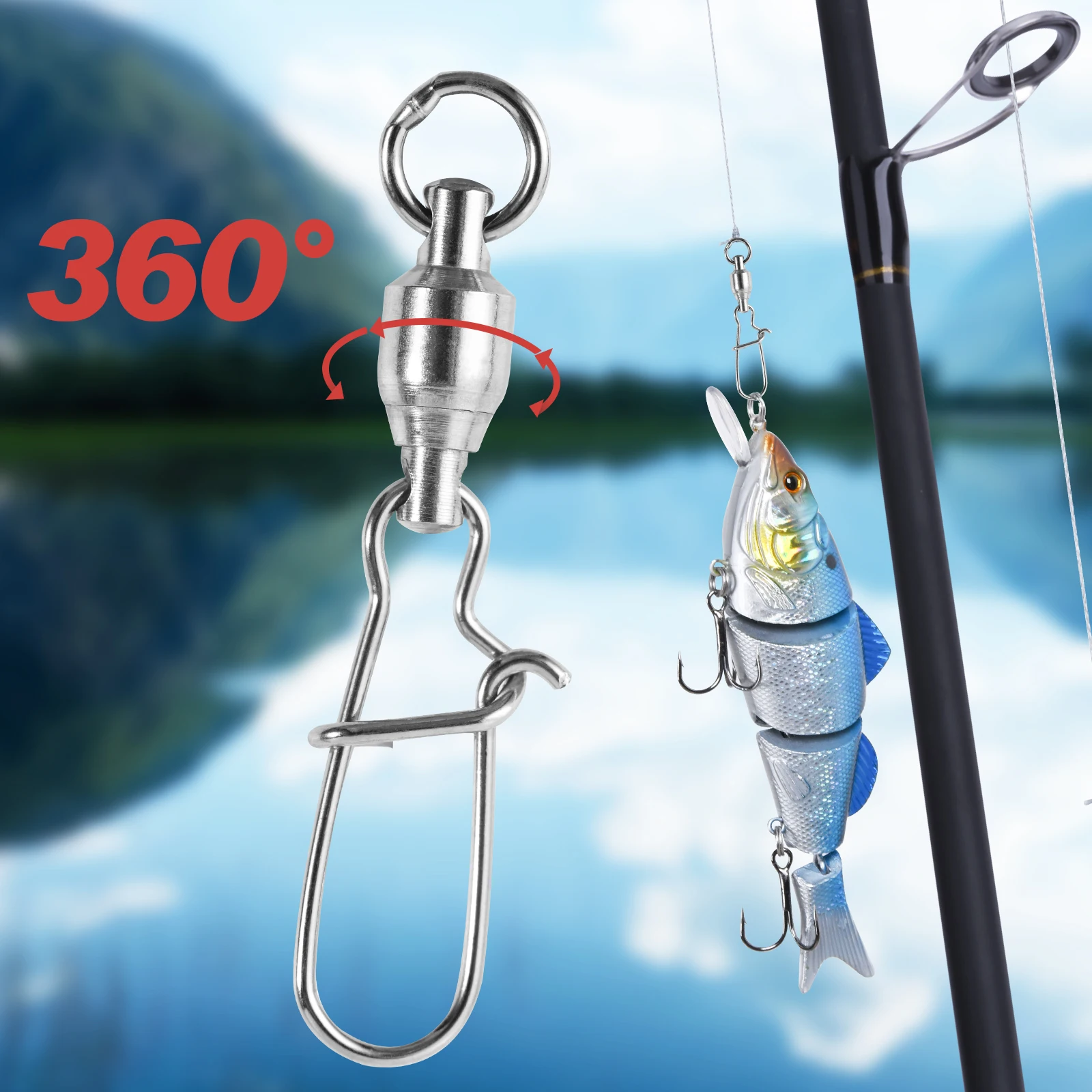 

Goture 100 шт./лот Smooth 360 ° Вертлюг с шарикоподшипником и двойным замком из нержавеющей стали для рыболовной лески, коннектор для оснастки, предотвращающий перекручивание, для приманок и снастей