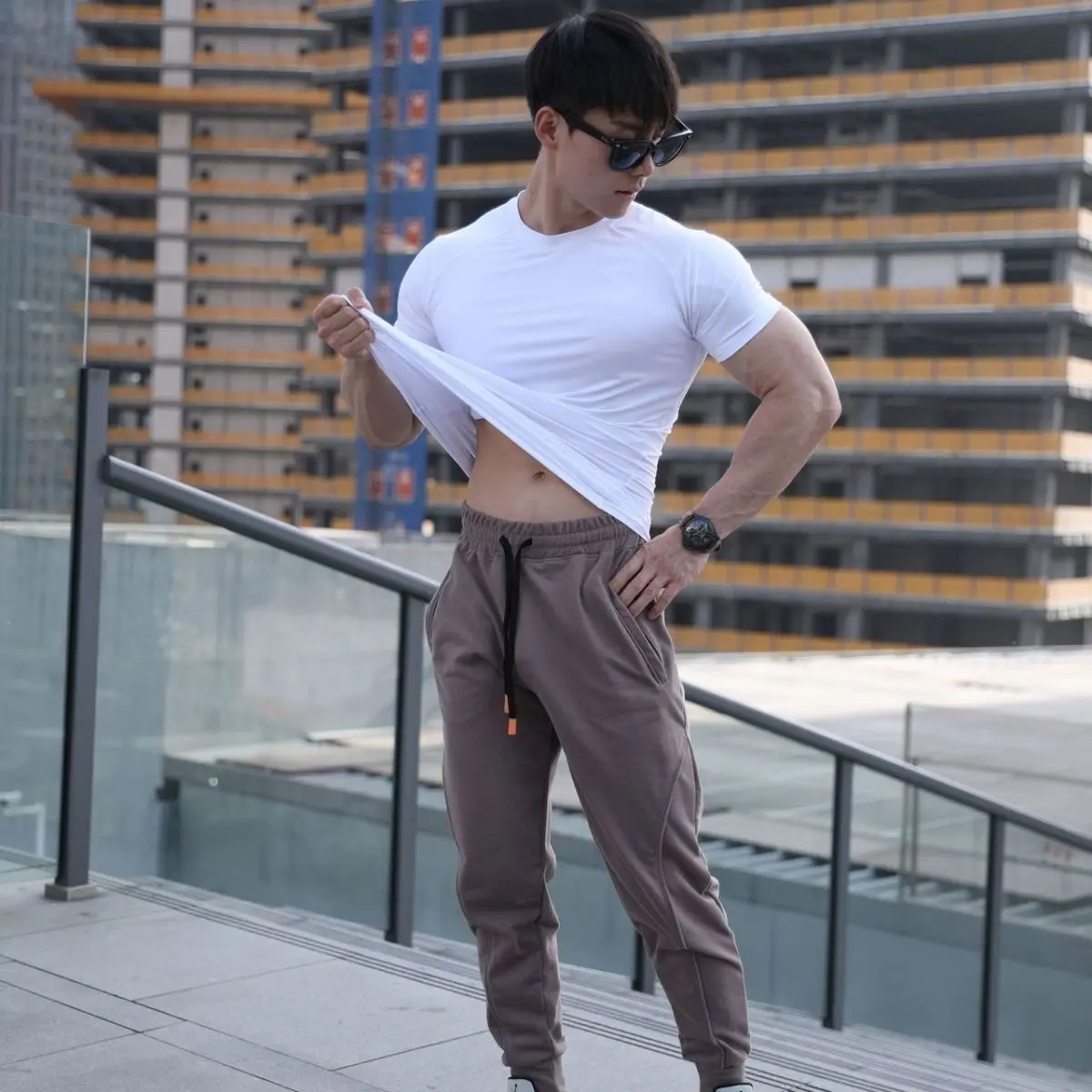 Outdoor Sex Invisible Open Crotch Pants Male Joggers Sweatpants Fitness Casual Trousers Sports Training Streetwear with Pockets