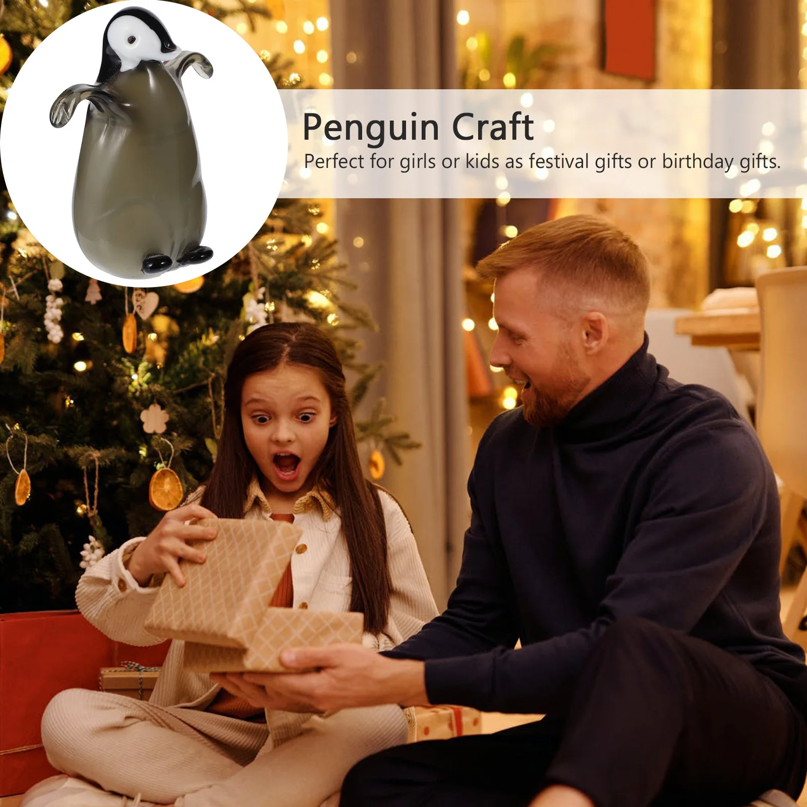 

1Pcs Charming Penguin Sculpture Ornament Home Decor Desktop Adornment Marine Animal Craft Gift Colored Penguin Decor