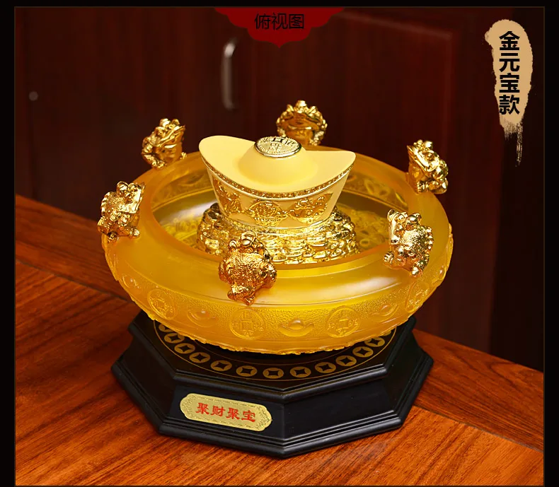 2022 SHOP HOME hall Lobby Reception Mascot Inviting money GOOD LUCK crystal GOLD YUAN BAO FENG SHUI JU PEN treasure bowl