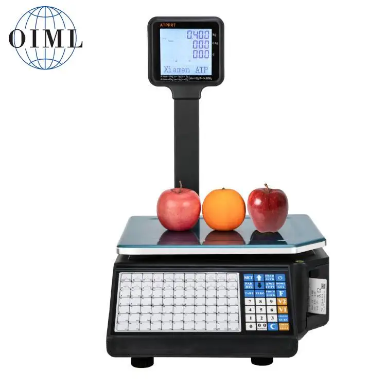 

digital scale with barcode printer label wifi printing scale with pole vegetable and fruit type for supermarket SC15 15KG type