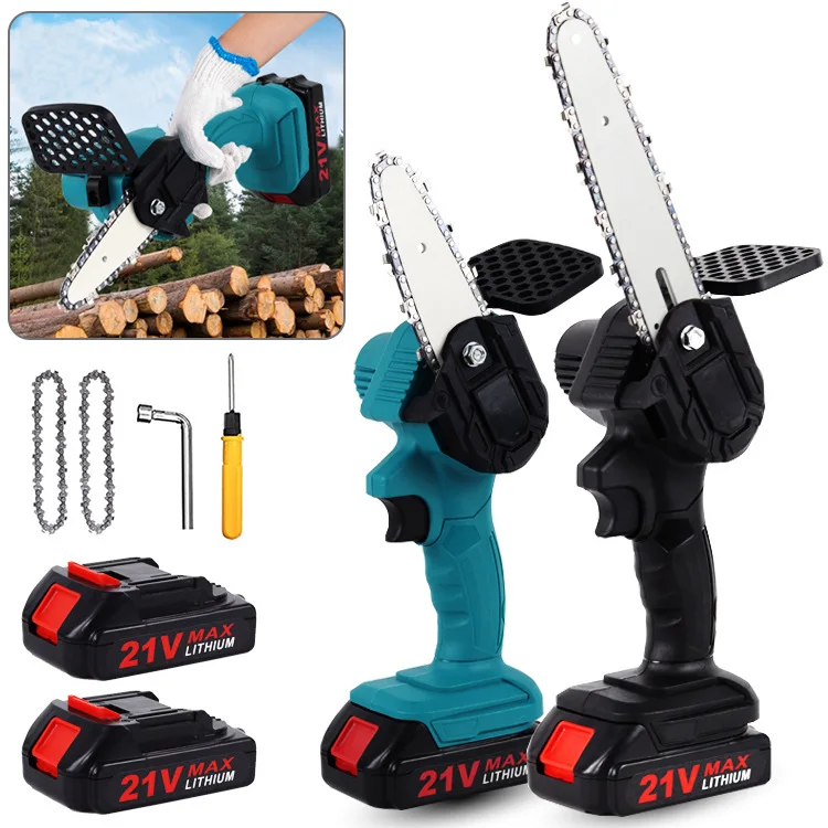 4/6inch 21V Electric Chainsaw 1/2 Battery Portable Pruning Chain Saw Mini Wood Spliting One-handed Woodworking Garden Power Tool