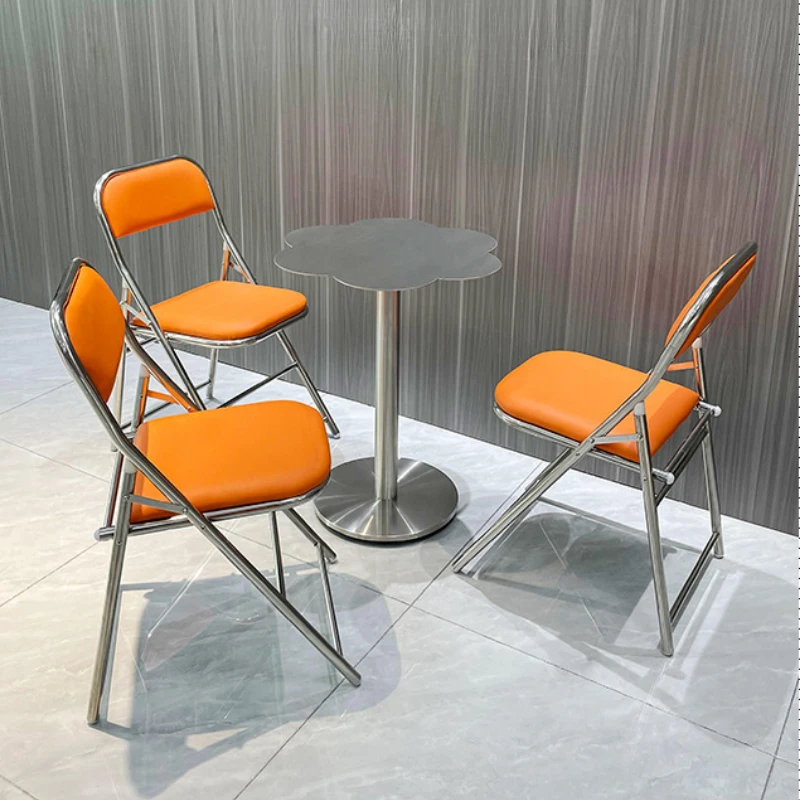 Modern Minimalist Leather Bar Stool, Stainless Steel Counter Seat, Heavy-Duty Backed Bar Chair,   Easy-Clean Stool