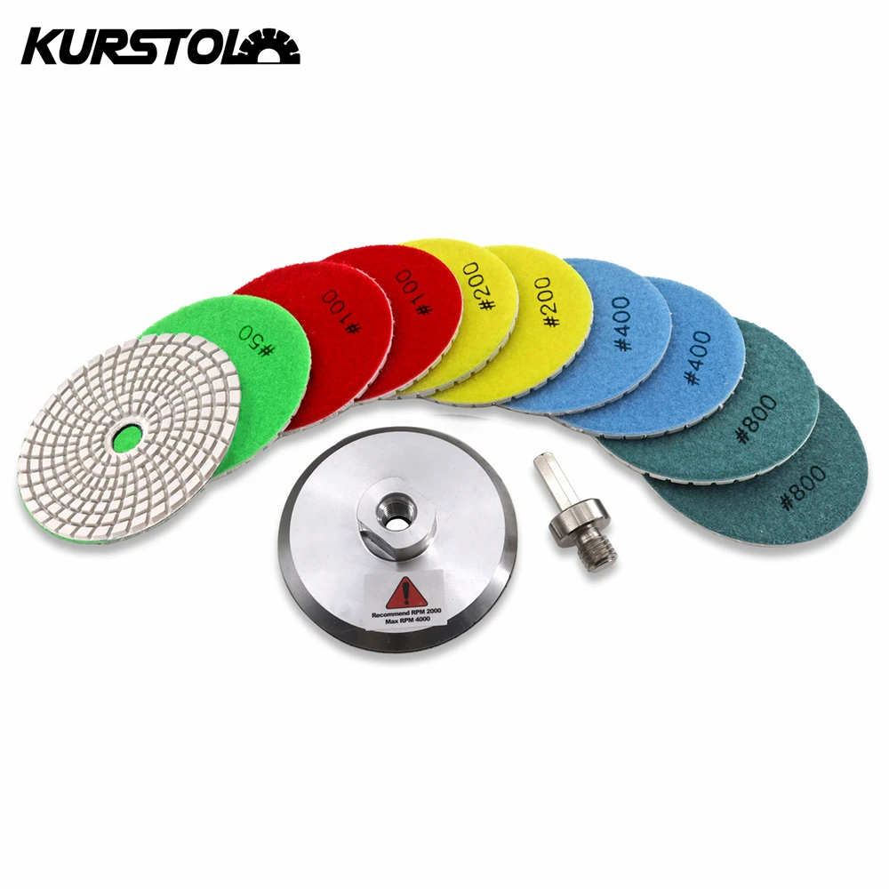 Kurstol-almofadas de Polimento Molhado de Diamante Disco de Lixa Granito Mármore Resina Lixadeira 100 mm Grit100 10 Pcs