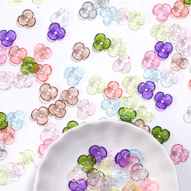 200 stücke 10mm Bunte Transparente Blume Form Perlen Acryl Lose Spacer Perlen Für Schmuck Machen DIY Armband Halskette Handwerk