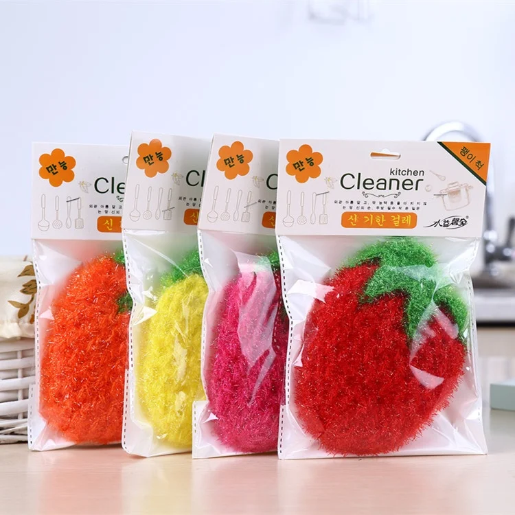 

5PCS Acrylic dish towel kitchen decontamination degreasing clean strawberry dish cloth (15*10.5)