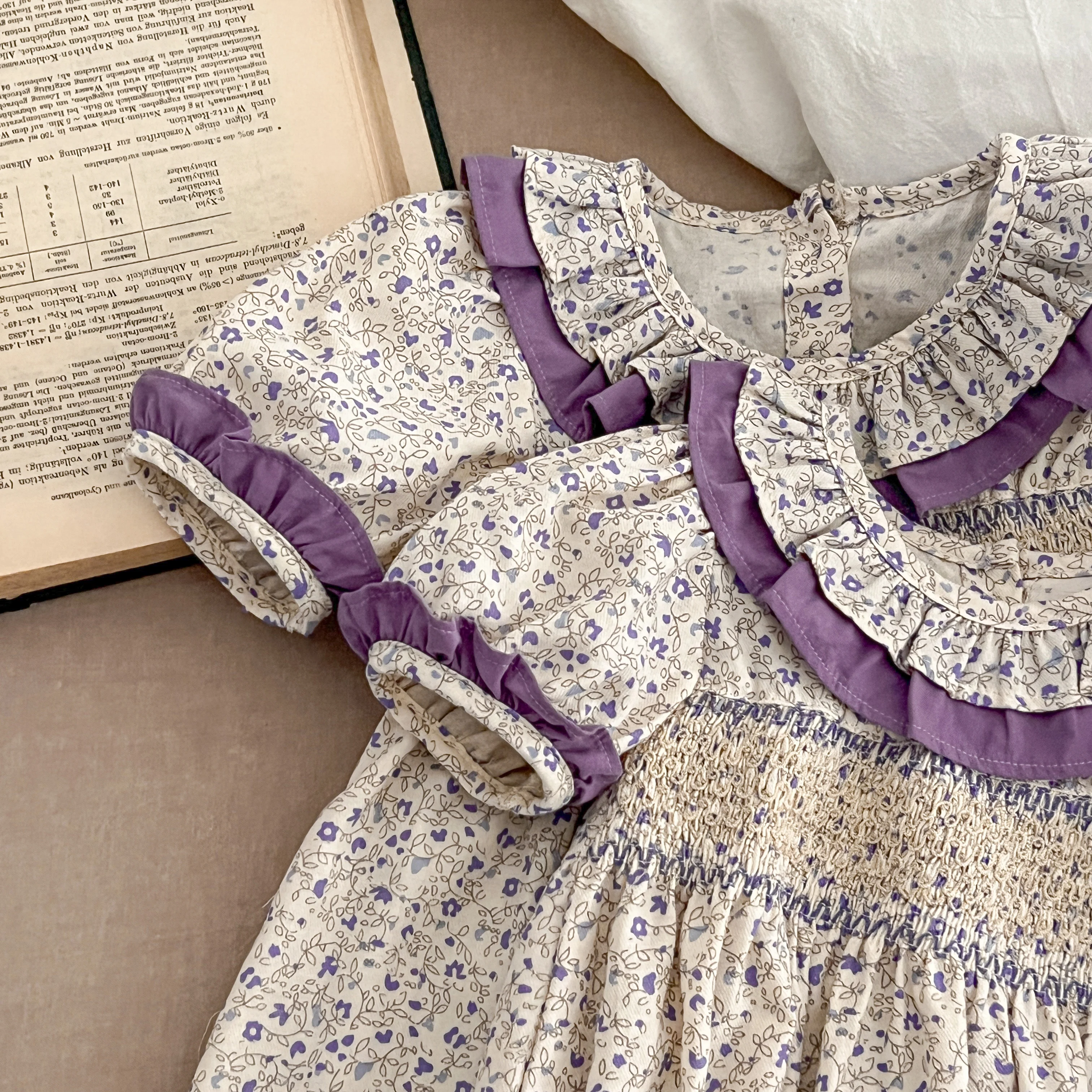 Sommer Baby Kleid Smocking Hand Stickerei Kleidung Kleinkind Mädchen Kleider Baumwolle Kinder Mädchen Puff Ärmel lässig weiches Mädchen Kleid ﻿ – Detail 7