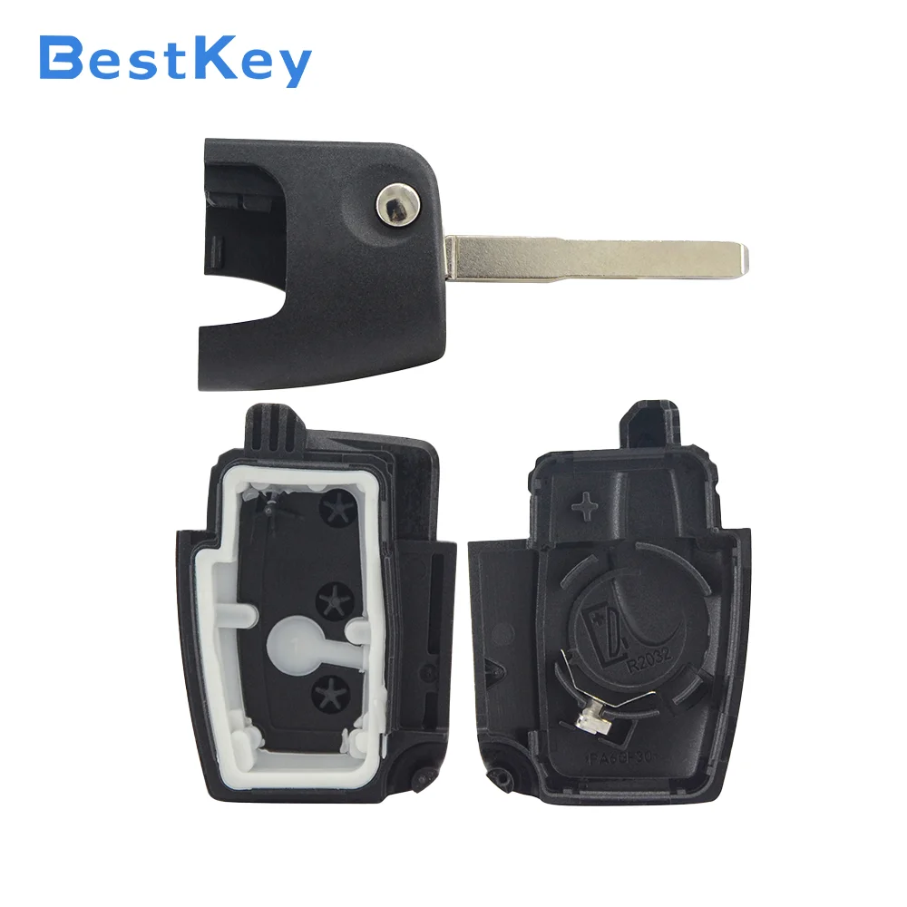 Best Key Workshop Flip Folding Key Shell Assembly 3 Button Uncut Blank Blade Durable Fob Case For Ford Focus Fiesta C-Max