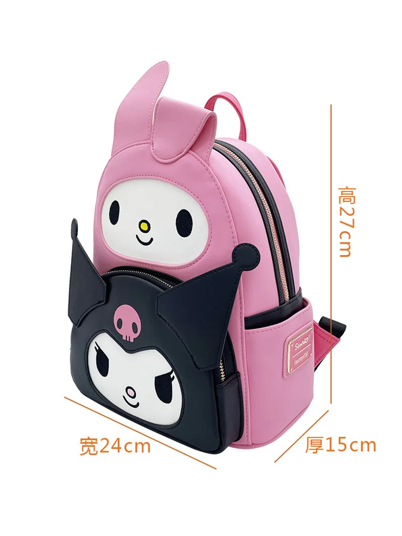 Loungefly Sanrio kartun Kuromi Melody ransel kreatif penyimpanan alat tulis kulit ransel pelajar Mini hadiah Natal siswa