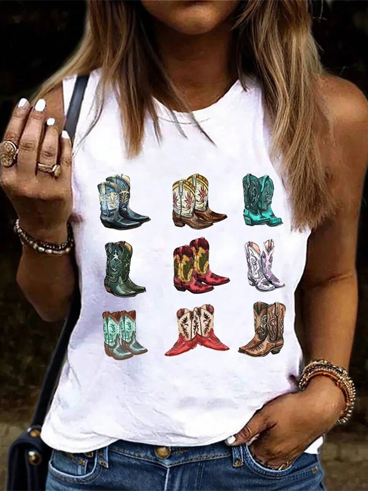 2026 Nuova canotta da donna con stampa giraffa Canotta da donna alla moda da strada all'aperto Canotta girocollo da donna casual per tutti i giorni