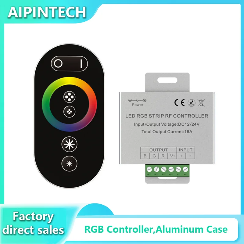 LED RGB Strip RF Controller aluminum shell dimmer full touch controller DC12-24V for LED Light Strip color Regulation