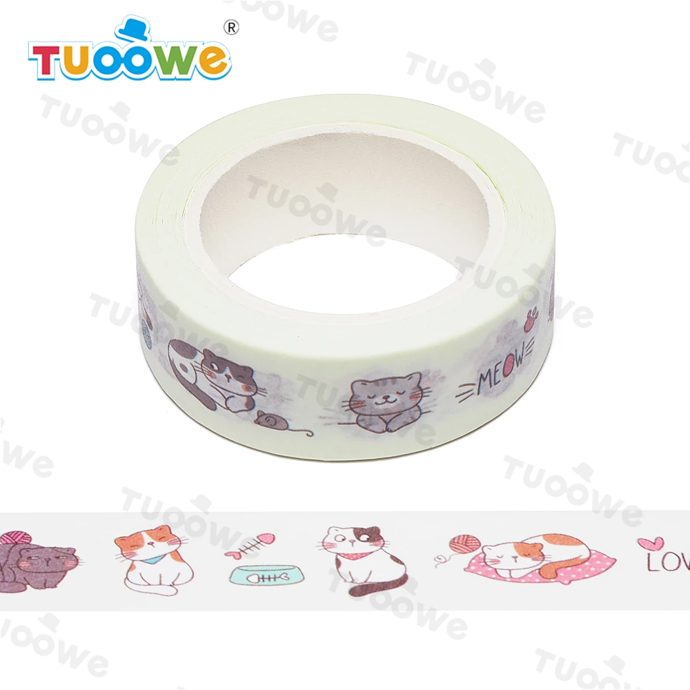 

2022 NEW 1PC 15mm x 10m Funny Cats Doodle Cartoon Scrapbook Paper Masking Adhesive Washi Tape washi tape set designer mask