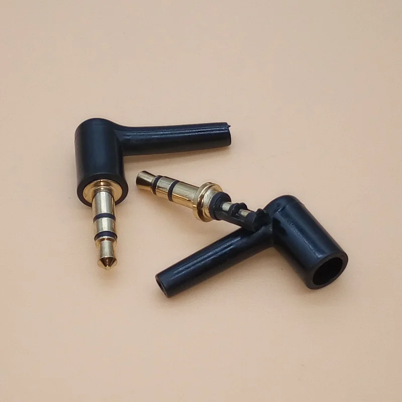 5Pcs/Lot 3.5mm Stereo Headset Plug Jack 3 4 Pole Nicke/Gold Plated 90 Degrees Black Audio Plugs Jack Adaptor Connector DIY