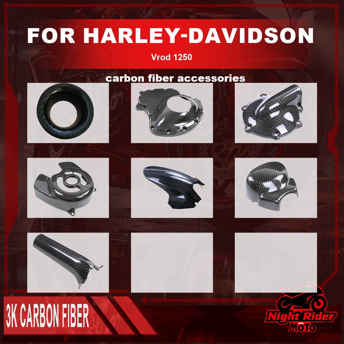 

For Harley-Davidson Vrod 1250 Motorcycle 100% Carbon Fiber Front Fender Water Pump Casing Spocket Cover Motorcycle Accessories