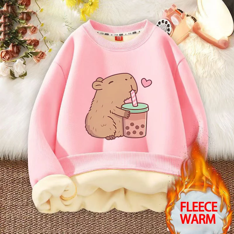 

Детские толстовки с изображением капибары, пуловеры с принтом животных в стиле аниме, флисовые толстовки с капюшоном для мальчиков и девочек, детская одежда с круглым вырезом, рождественский подарок