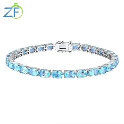 GZ ZONGFA Pure 925 Sterling Silver Women's Hand Bracelets 100% Real Gemstone Natural Topaz Peridot Amethyst Gem Fine Jewelry