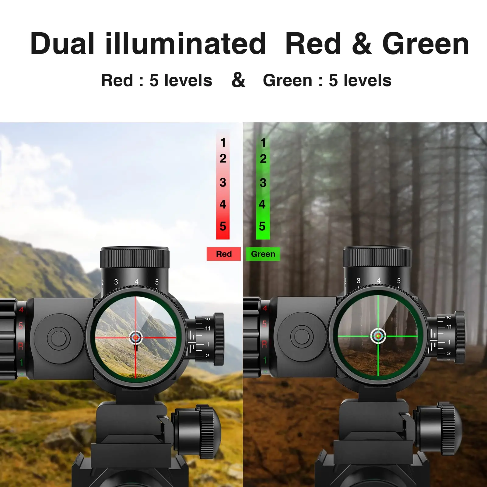 EZshoot 2.5-10x40 Rifle Scope Red Green Illuminated Mil-dot Gun Scope Green Laser Combo with 20mm Rail Hunting Accessory