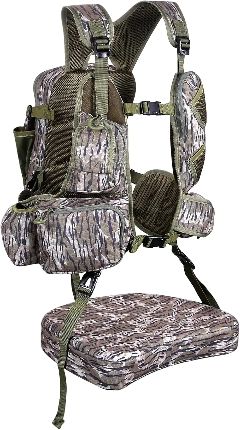 Adjustable Turkey Hunting Vest with Seat Cushion and Game Pouch for Comfortable Outdoor Adventures
