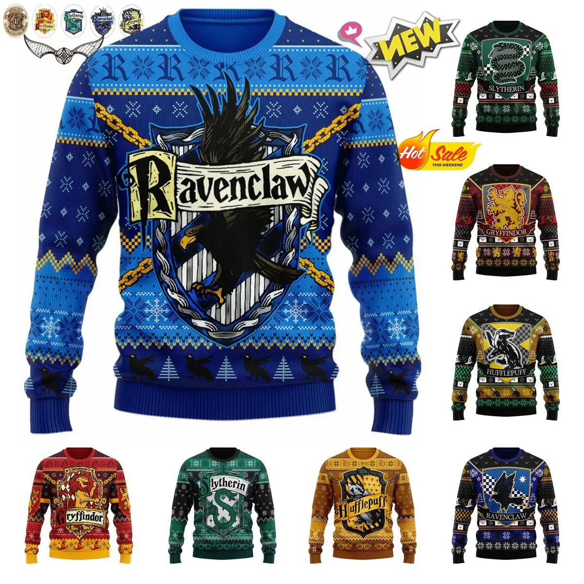 Harryy Potter Cosplay Thermal Sweater 3D Print Gryffindor Slytherin Sweatshirt Hermione Granger Couple Sweatshirt Holiday Gifts