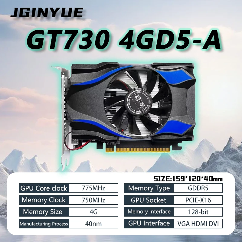 

JGINYUE GT730 4GB Graphics Card GDDR5 128Bit HDMI DVI VGA PCI-E 3.0 GPU GT730 Gaming Video Card For ITX case