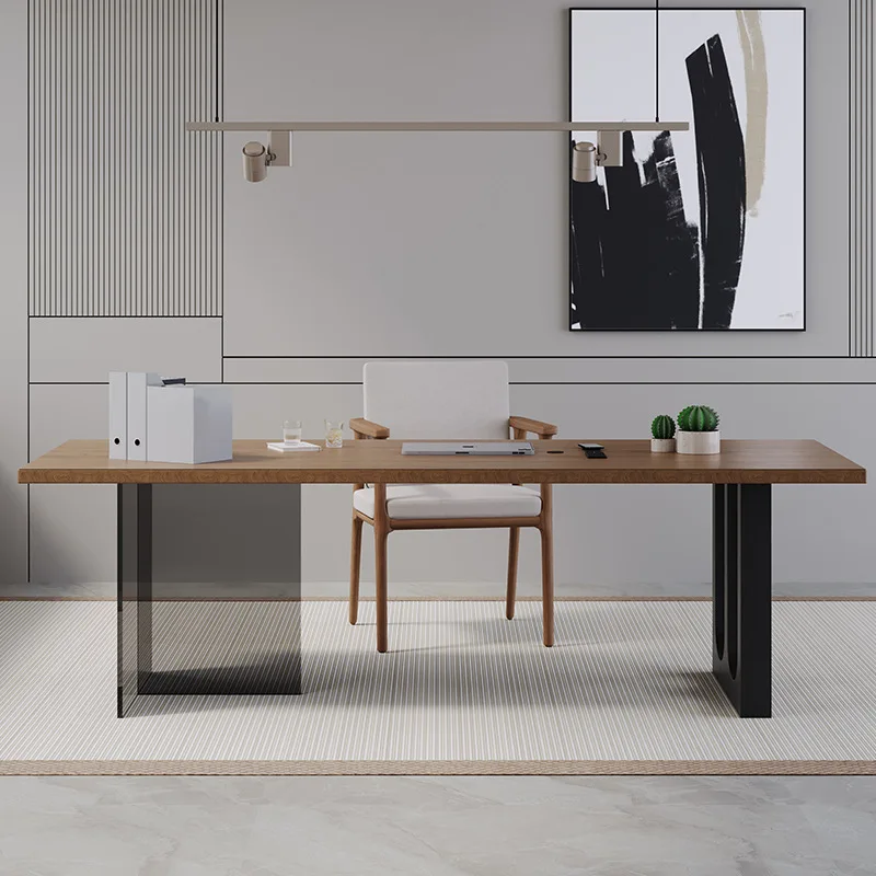 Acrylic Suspended Solid Wood Desk Modern Simple Living Room Home Desk Workbench Office Computer Desk Chair