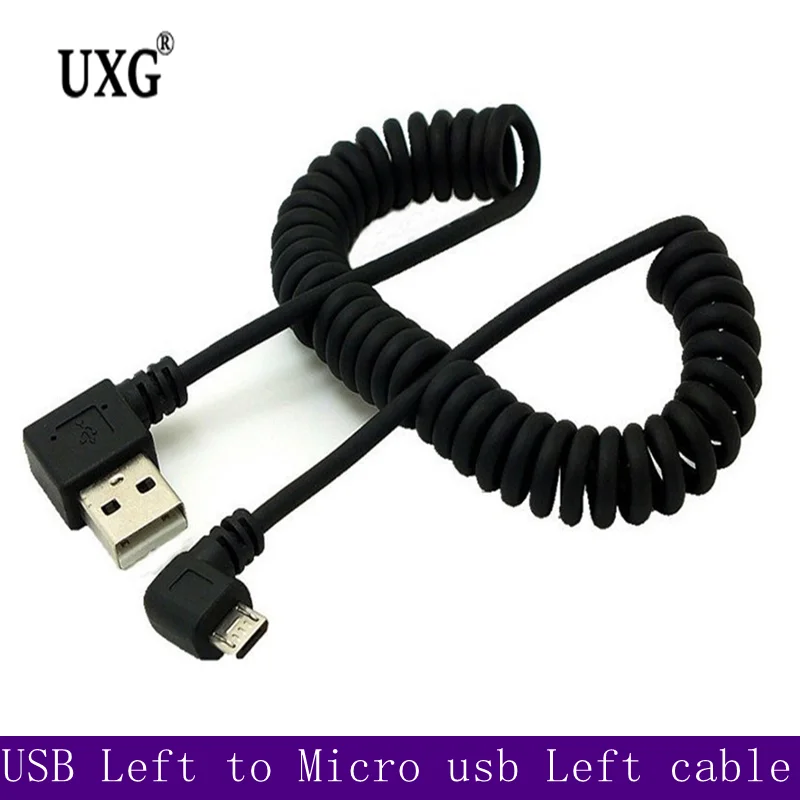 Charging Data  Curved Left Telescopic Spring Cable Suitable For Samsung Android Phones