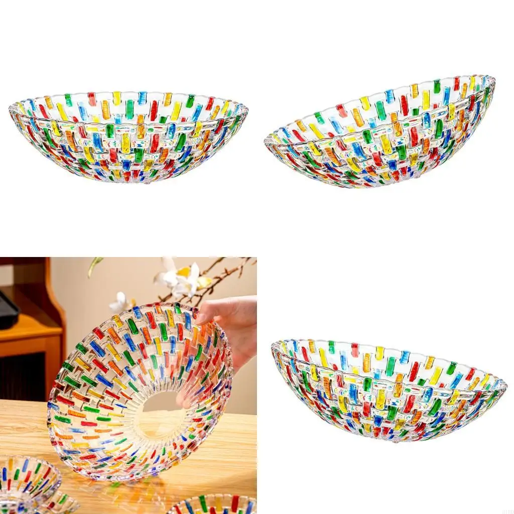 

Ручная роспись красочных тканых стеклянных кристаллов ваза для салата и фруктов Украшение стола