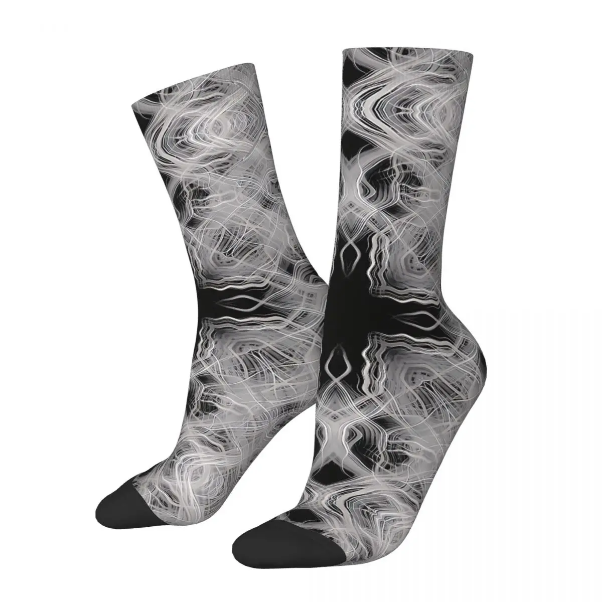 Retro Grey Kaleidoscope Pattern Men's Socks Cross Crucifixion Unisex Novelty Pattern Printed Happy Crew Sock Gift