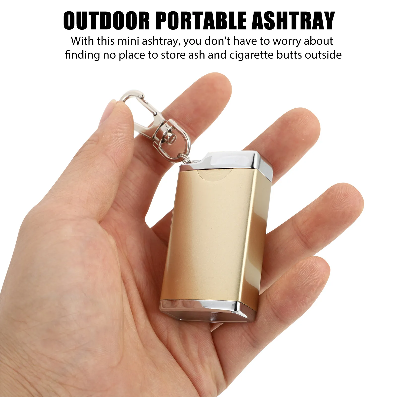 

Ashtray with Lid Container Portable Creative Keychain Metal Keyholder Keyring for Male Simple Mini Man