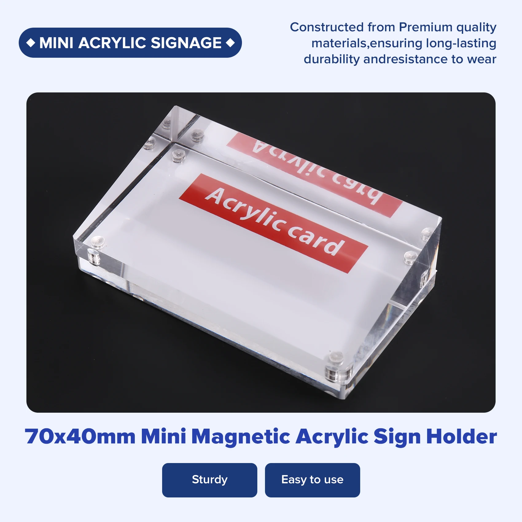 70X40mm Mini Magnetic Acrylic Sign Holder Display Stand Menu Name Card Holder Small Table Sign Holder