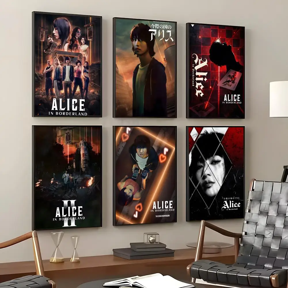 TV Series Alice in Borderland Poster Self-Adhesive Waterproof Wall Stickers, Coffee Bar Home Wall Decor