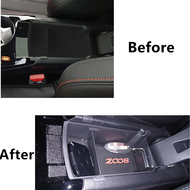 Car Organizer Box for PEUGEOT 2008 2008 II 2020 2021 Central Armrest Storage Container Holder Tray Interior Accessories