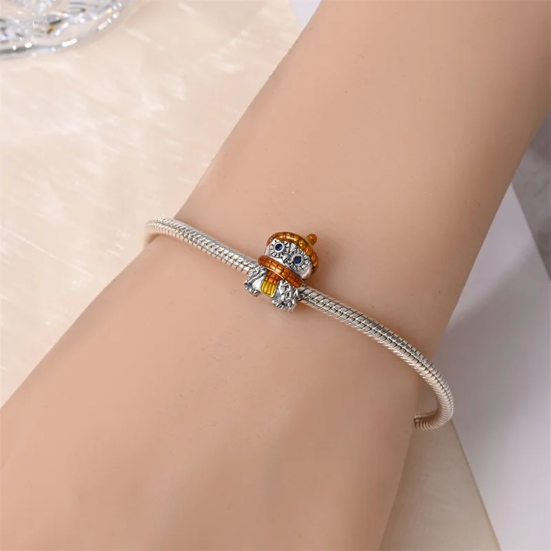 Herbstserie aus 925er-Sterlingsilber, braune Ahornblätter, Vogelscheuche, Eichhörnchen, Kürbis-Charms, Perlen, passend für Pandach-Armbänder, DIY-Schmuck – Detail 23